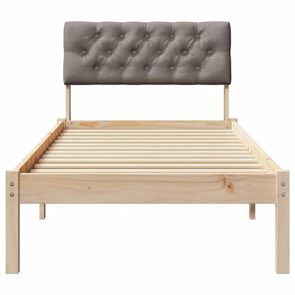 Bed frame Brown and taupe 75 x 190 cm Solid pine wood