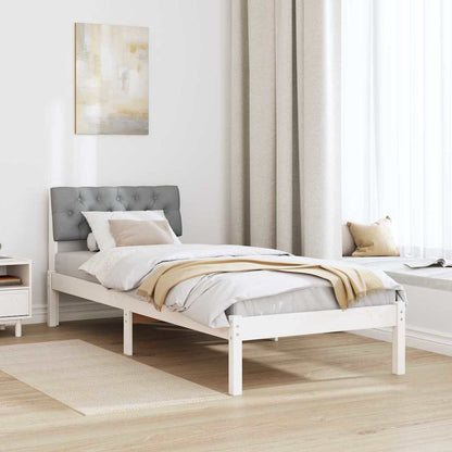 Bed frame White and light grey 75 x 190 cm Solid pine wood