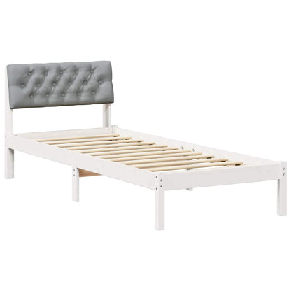 Bed frame White and light grey 75 x 190 cm Solid pine wood