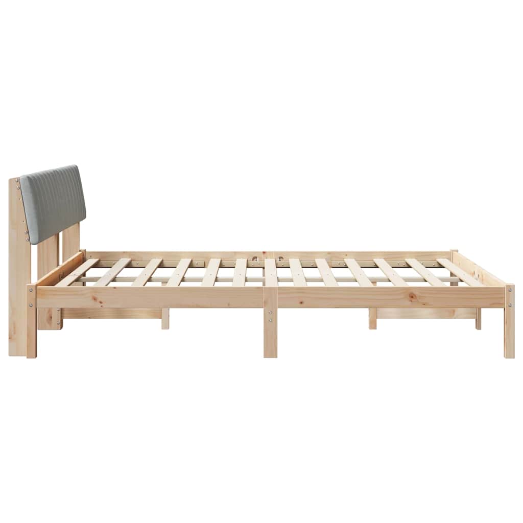 Bed frame Brown and light grey 160 x 200 cm Solid pine wood