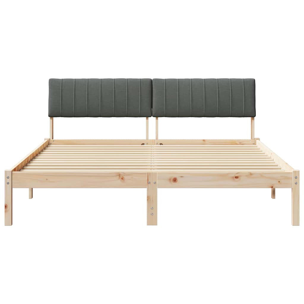 Bed frame Brown and dark grey 160 x 200 cm Solid pine wood