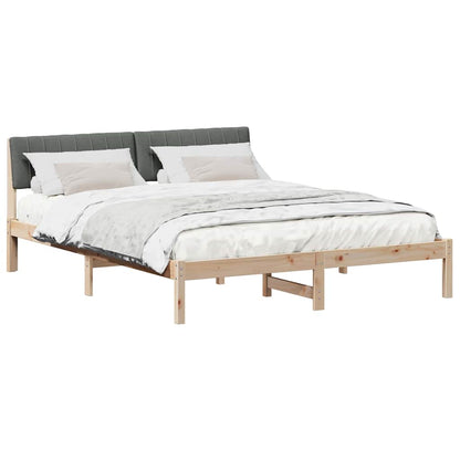 Bed frame Brown and dark grey 160 x 200 cm Solid pine wood