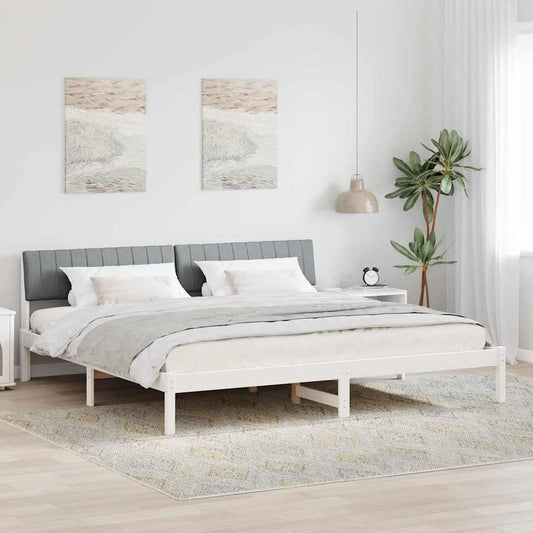 Bed frame White and light grey 160 x 200 cm Solid pine wood