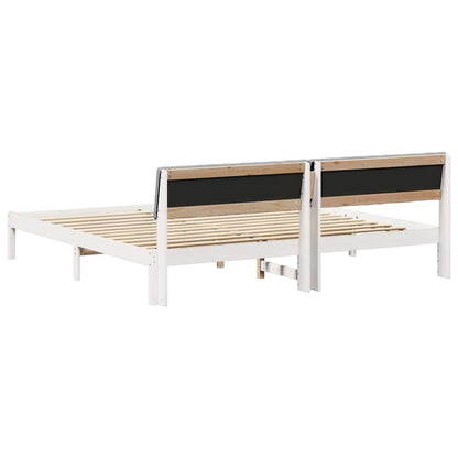 Bed frame White and light grey 160 x 200 cm Solid pine wood