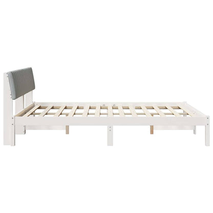 Bed frame White and light grey 160 x 200 cm Solid pine wood