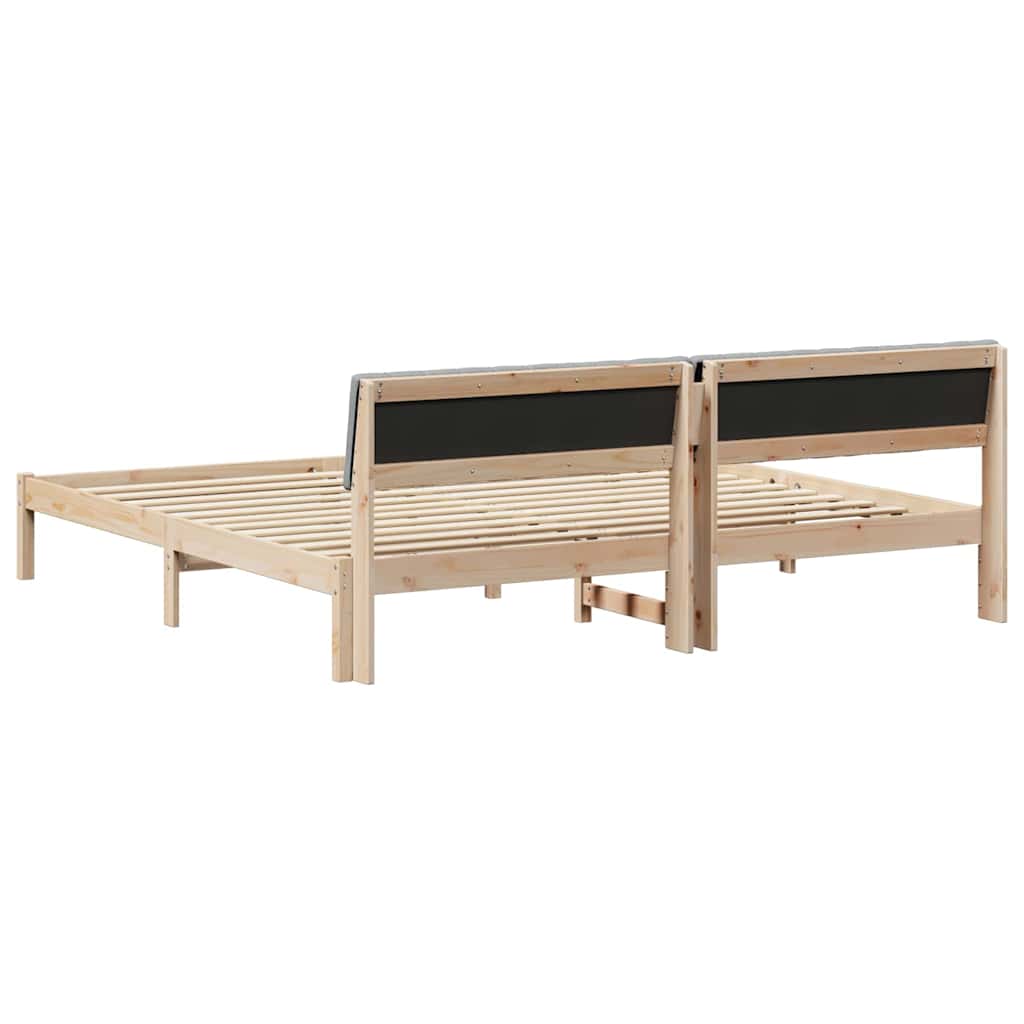 Bed frame Brown and light grey 150 x 200 cm Solid pine wood