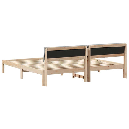 Bed frame Brown and light grey 150 x 200 cm Solid pine wood