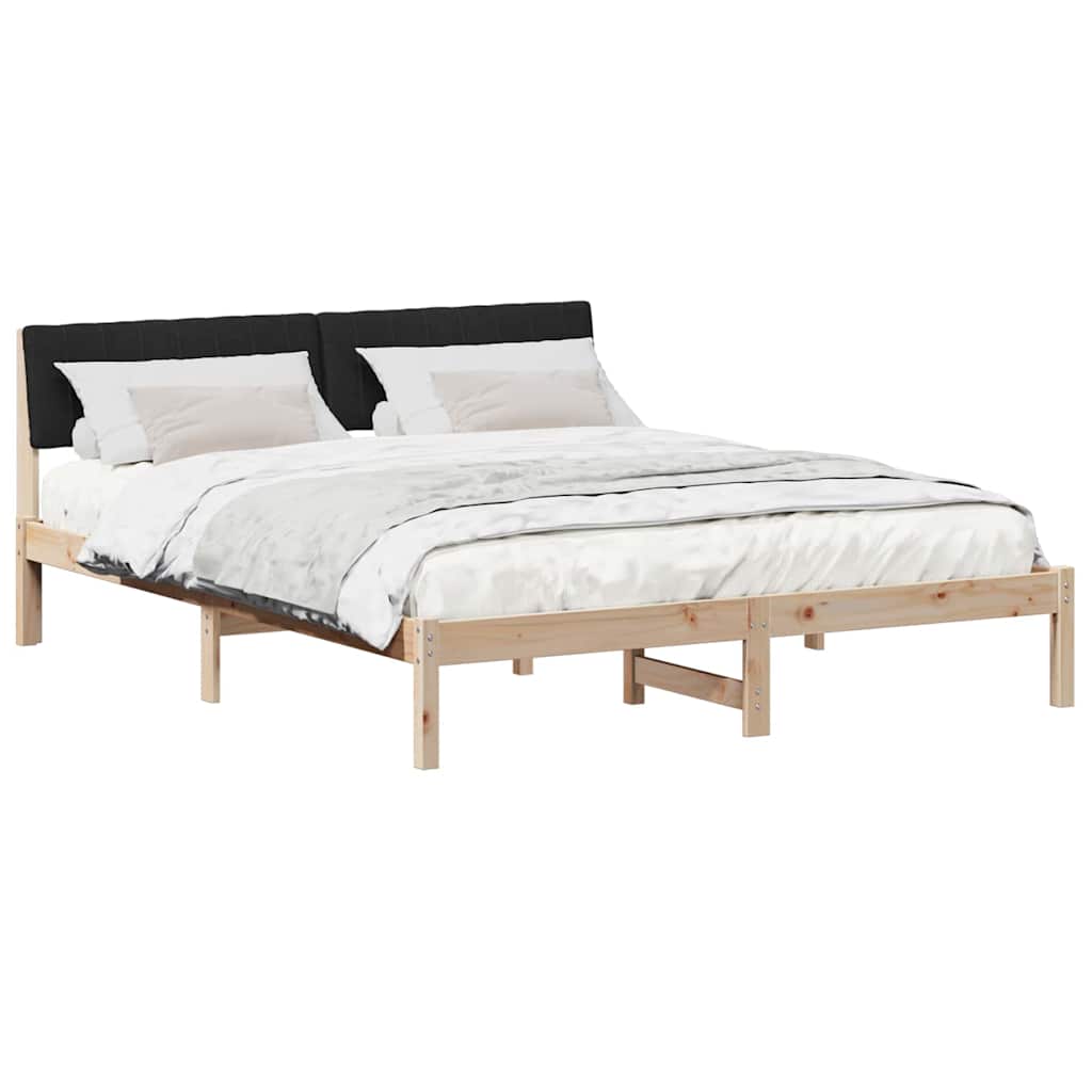 Bed frame Brown and black 150 x 200 cm Solid pine wood