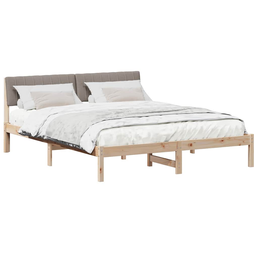 Bed frame Brown and taupe 150 x 200 cm Solid pine wood