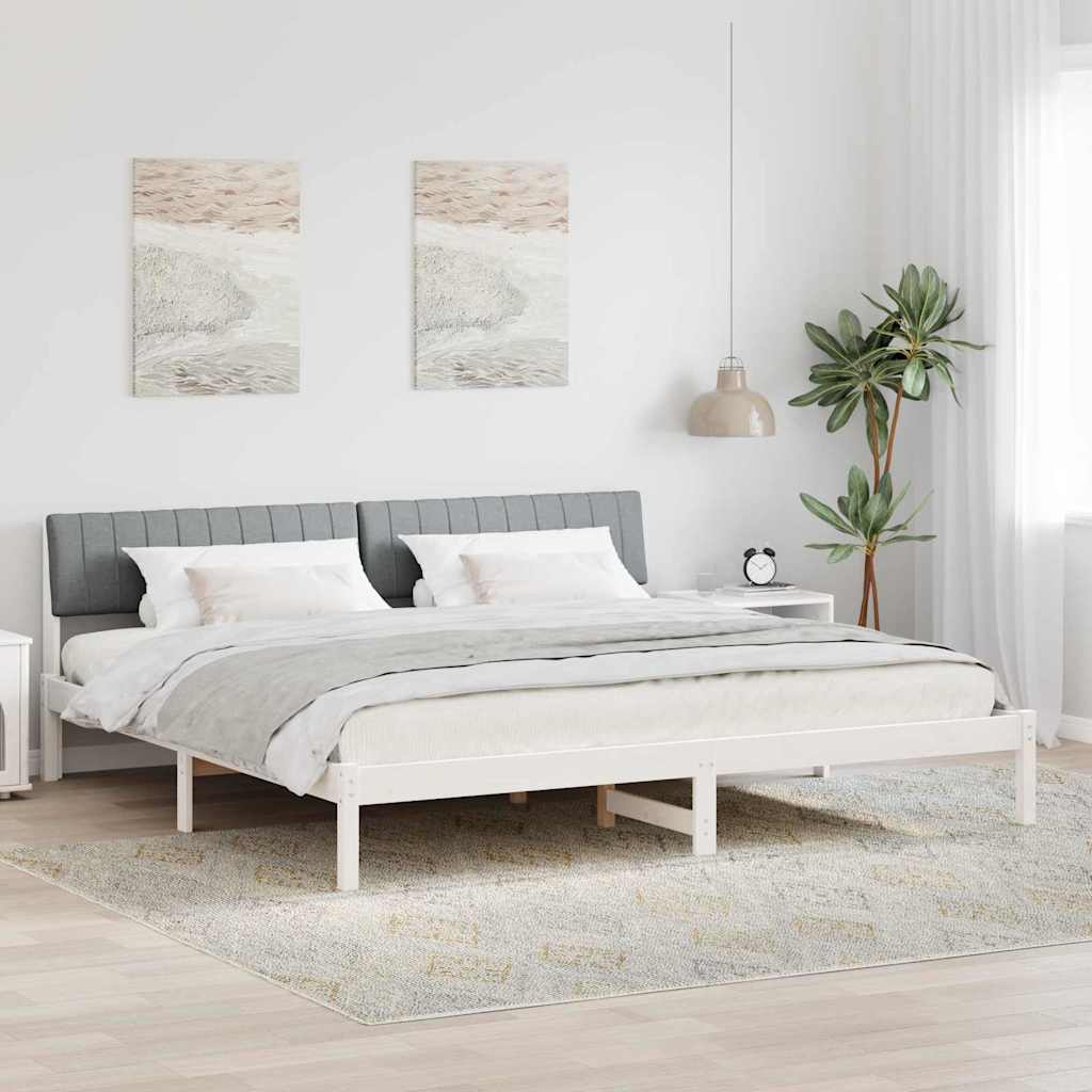 Bed frame White and light grey 150 x 200 cm Solid pine wood
