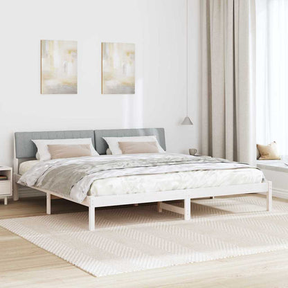 Bed frame White and light grey 150 x 200 cm Solid pine wood
