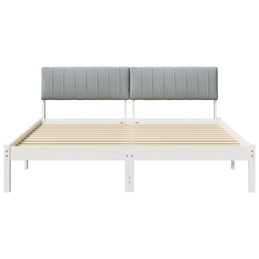 Bed frame White and light grey 150 x 200 cm Solid pine wood