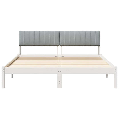 Bed frame White and light grey 150 x 200 cm Solid pine wood