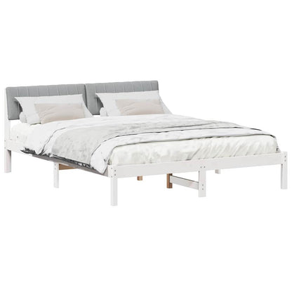 Bed frame White and light grey 150 x 200 cm Solid pine wood
