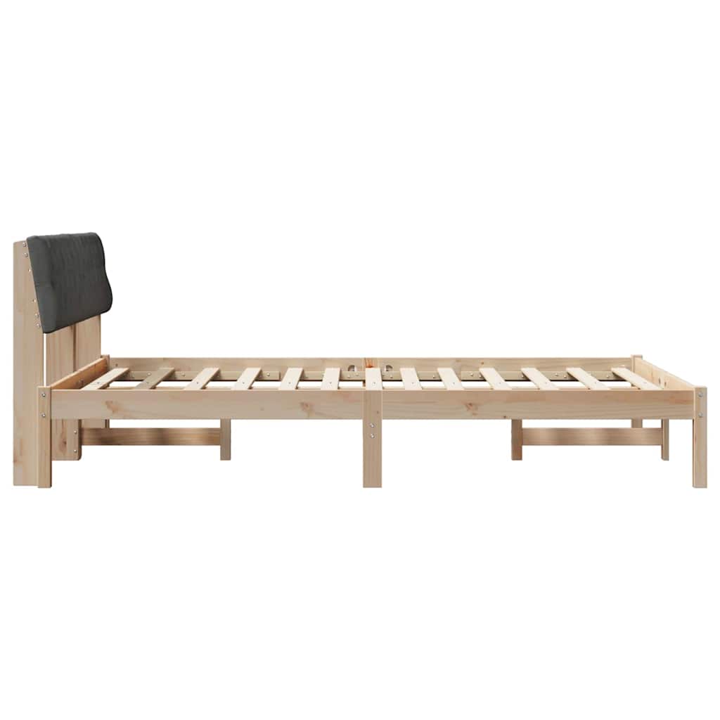 Bed frame Brown and dark grey 140 x 200 cm Solid pine wood
