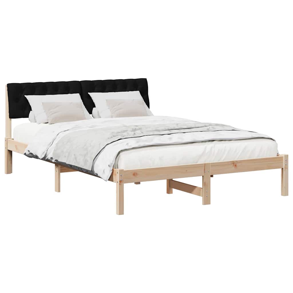 Bed frame Brown and black 140 x 200 cm Solid pine wood