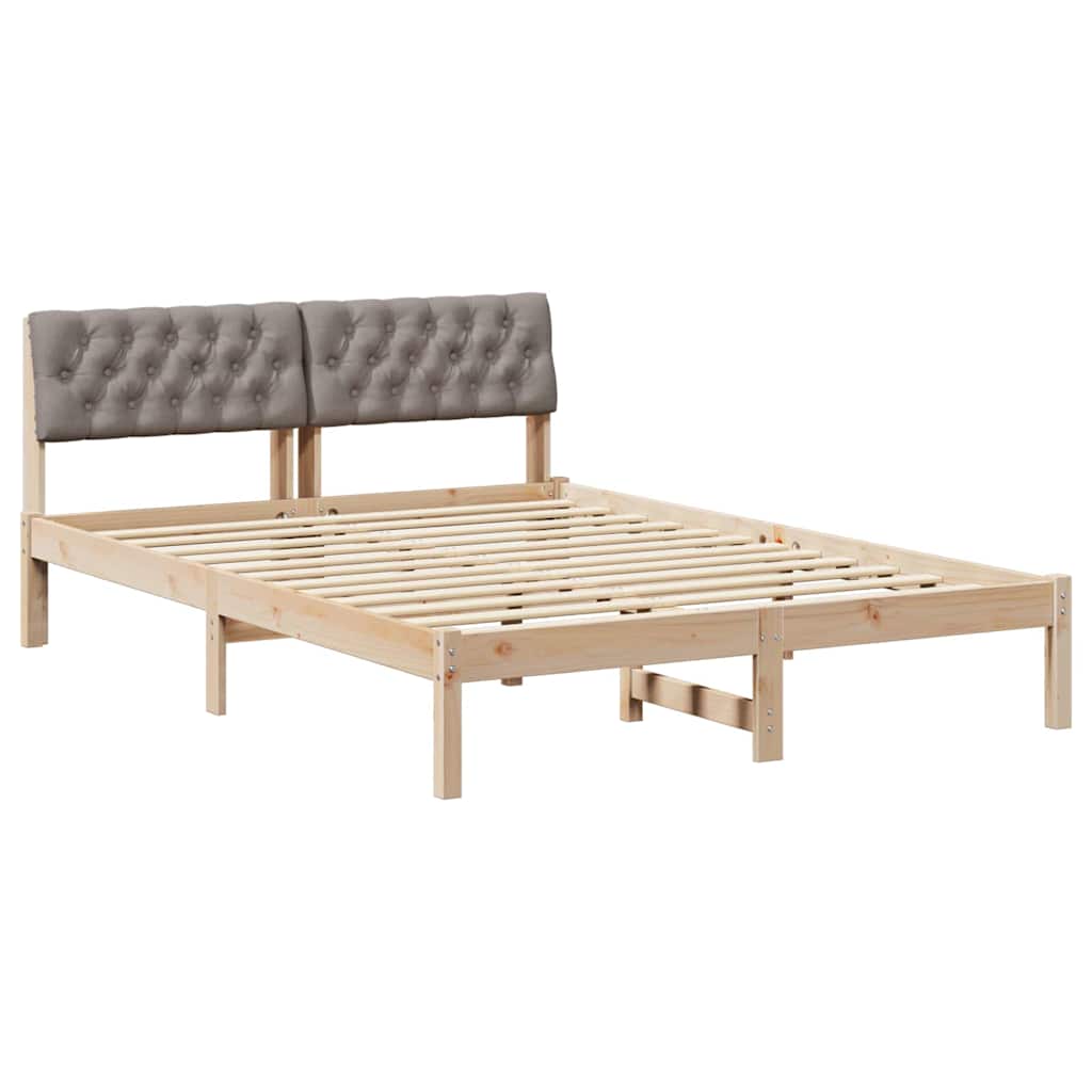 Bed frame Brown and taupe 140 x 200 cm Solid pine wood
