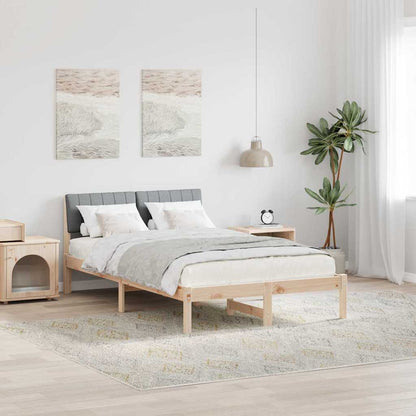 Bed frame Brown and light grey 120 x 200 cm Solid pine wood