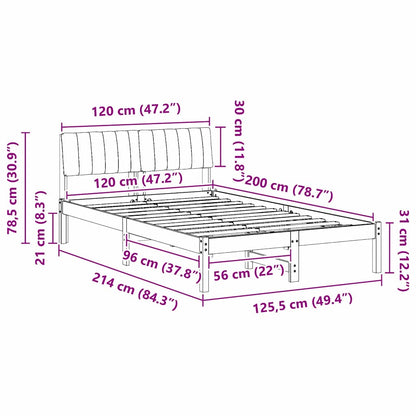 Bed frame Brown and light grey 120 x 200 cm Solid pine wood