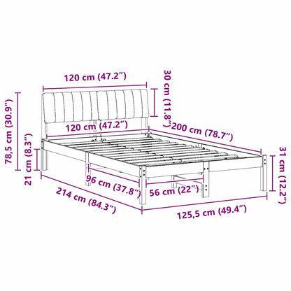 Bed frame Brown and taupe 120 x 200 cm Solid pine wood