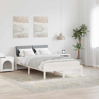 Bed frame White and light grey 120 x 200 cm Solid pine wood