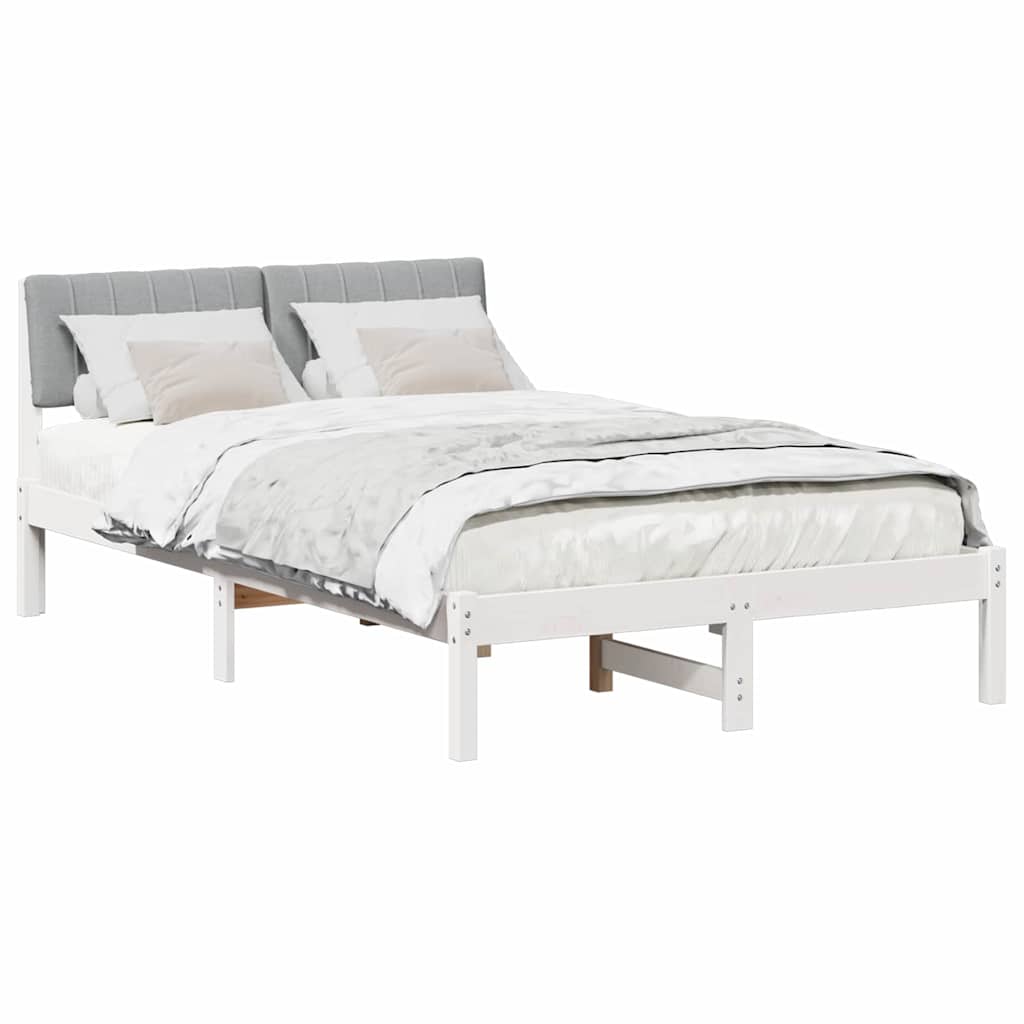 Bed frame White and light grey 120 x 200 cm Solid pine wood