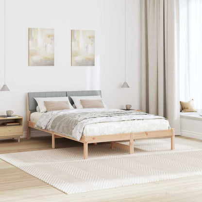 Bed frame Brown and light grey 140 x 190 cm Solid pine wood