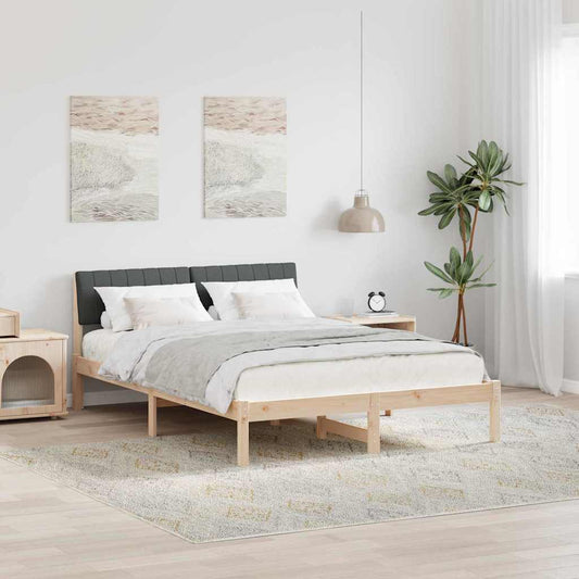 Bed frame Brown and dark grey 140 x 190 cm Solid pine wood