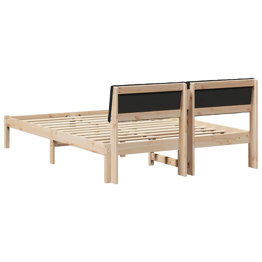 Bed frame Brown and black 140 x 190 cm Solid pine wood