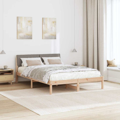 Bed frame Brown and taupe 140 x 190 cm Solid pine wood