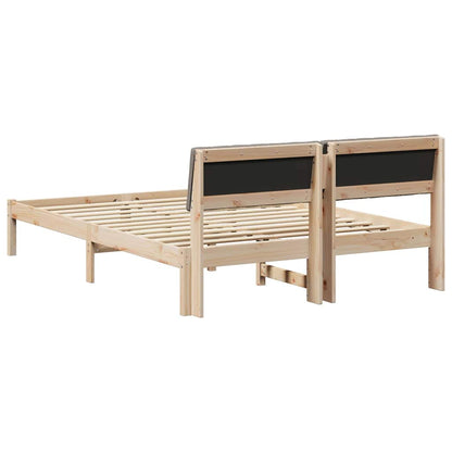 Bed frame Brown and taupe 140 x 190 cm Solid pine wood