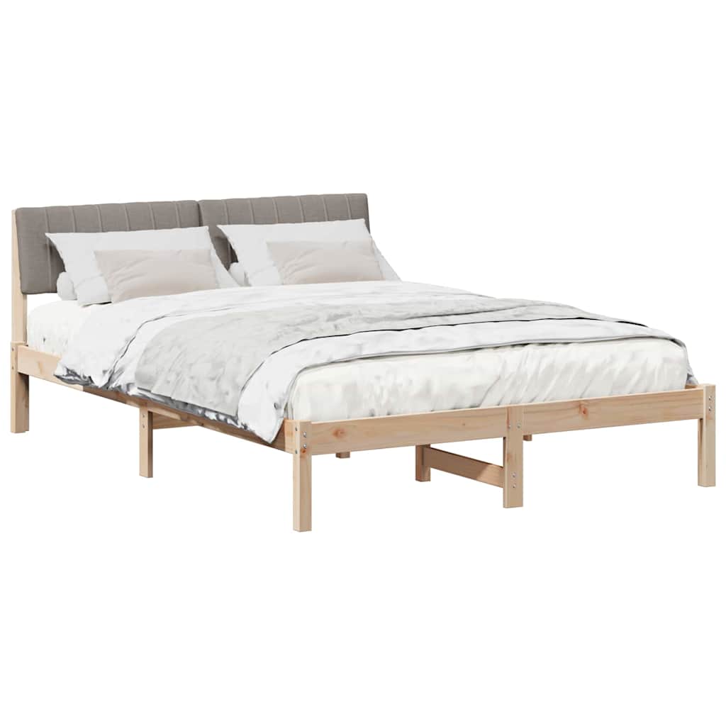 Bed frame Brown and taupe 140 x 190 cm Solid pine wood