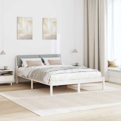 Bed frame White and light grey 140 x 190 cm Solid pine wood