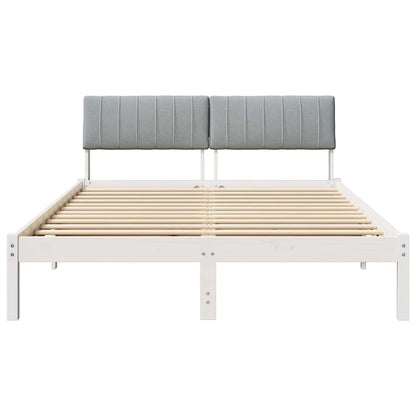 Bed frame White and light grey 140 x 190 cm Solid pine wood