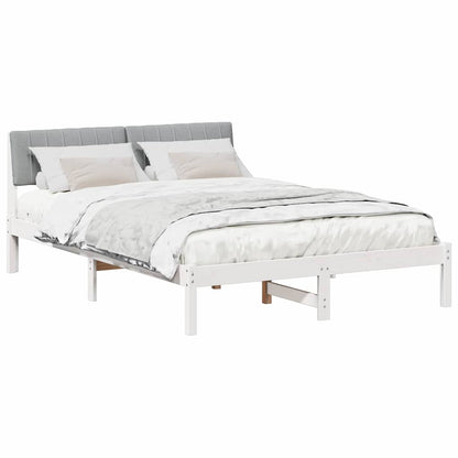 Bed frame White and light grey 140 x 190 cm Solid pine wood