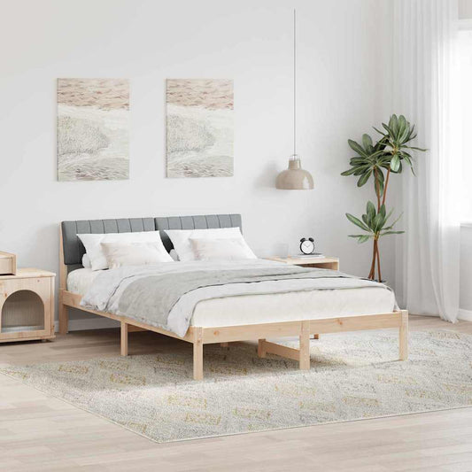 Bed frame Brown and light grey 135 x 190 cm Solid pine wood