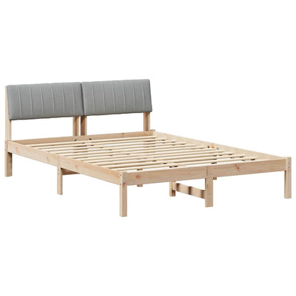 Bed frame Brown and light grey 135 x 190 cm Solid pine wood
