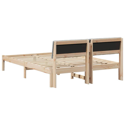 Bed frame Brown and light grey 135 x 190 cm Solid pine wood