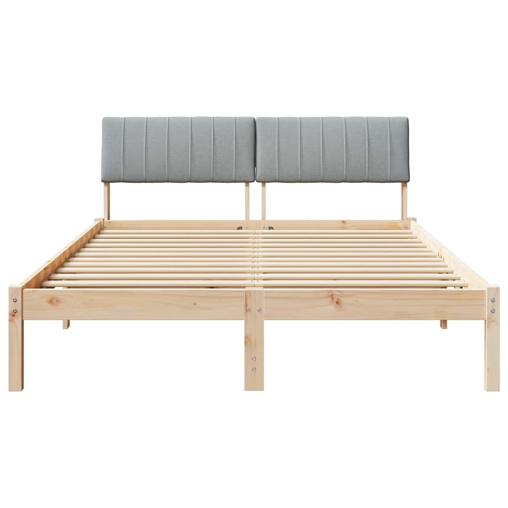 Bed frame Brown and light grey 135 x 190 cm Solid pine wood