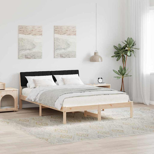 Bed frame Brown and black 135 x 190 cm Solid pine wood