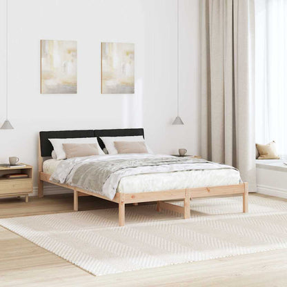 Bed frame Brown and black 135 x 190 cm Solid pine wood