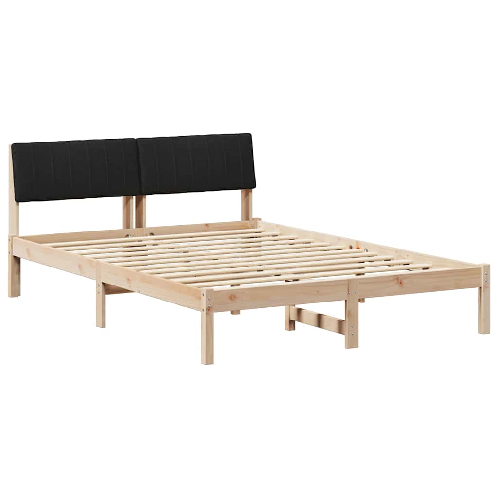 Bed frame Brown and black 135 x 190 cm Solid pine wood