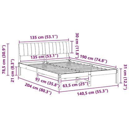 Bed frame Brown and black 135 x 190 cm Solid pine wood