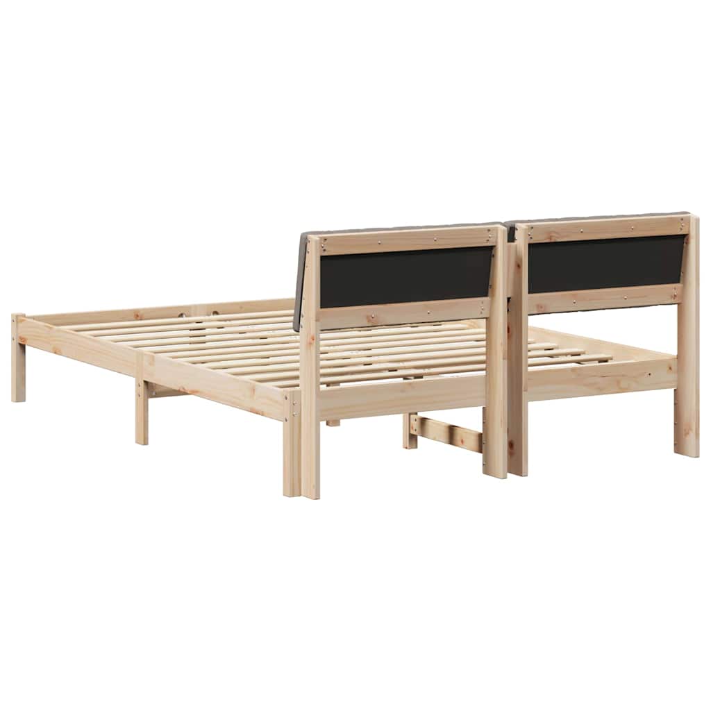 Bed frame Brown and taupe 135 x 190 cm Solid pine wood