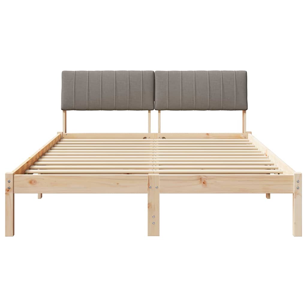 Bed frame Brown and taupe 135 x 190 cm Solid pine wood