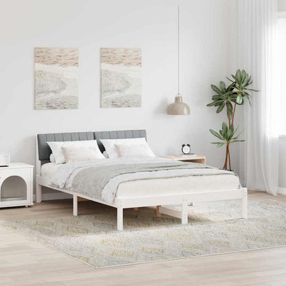 Bed frame White and light grey 135 x 190 cm Solid pine wood