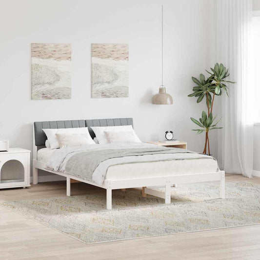 Bed frame White and light grey 135 x 190 cm Solid pine wood