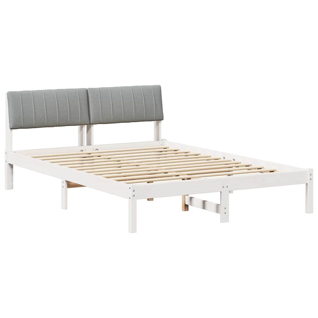 Bed frame White and light grey 135 x 190 cm Solid pine wood