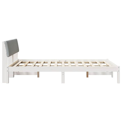 Bed frame White and light grey 135 x 190 cm Solid pine wood