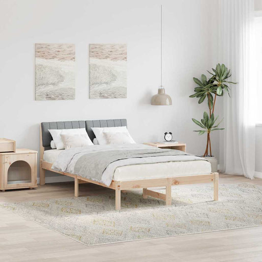 Bed frame Brown and light grey 120 x 190 cm Solid pine wood
